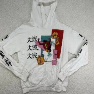 Vintage 80s Surfing Hoodie East Coast Design Size L Japanese Big Wave RARE Surf